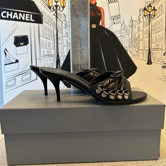 Balenciaga Cagole 70 Leather Mule in Arena Lambskin Black - Picture 4 of 10